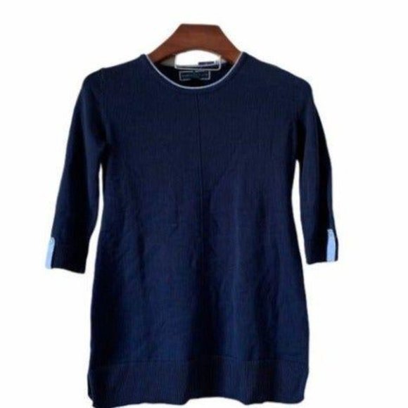 Women's Rolled-neck Blue Sweater-XS